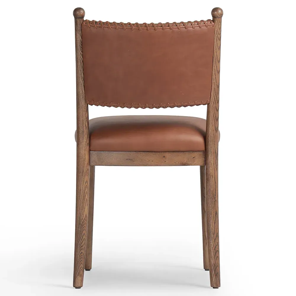 Bella Dulane Mahogany Leather Dining Chair - Walnut
