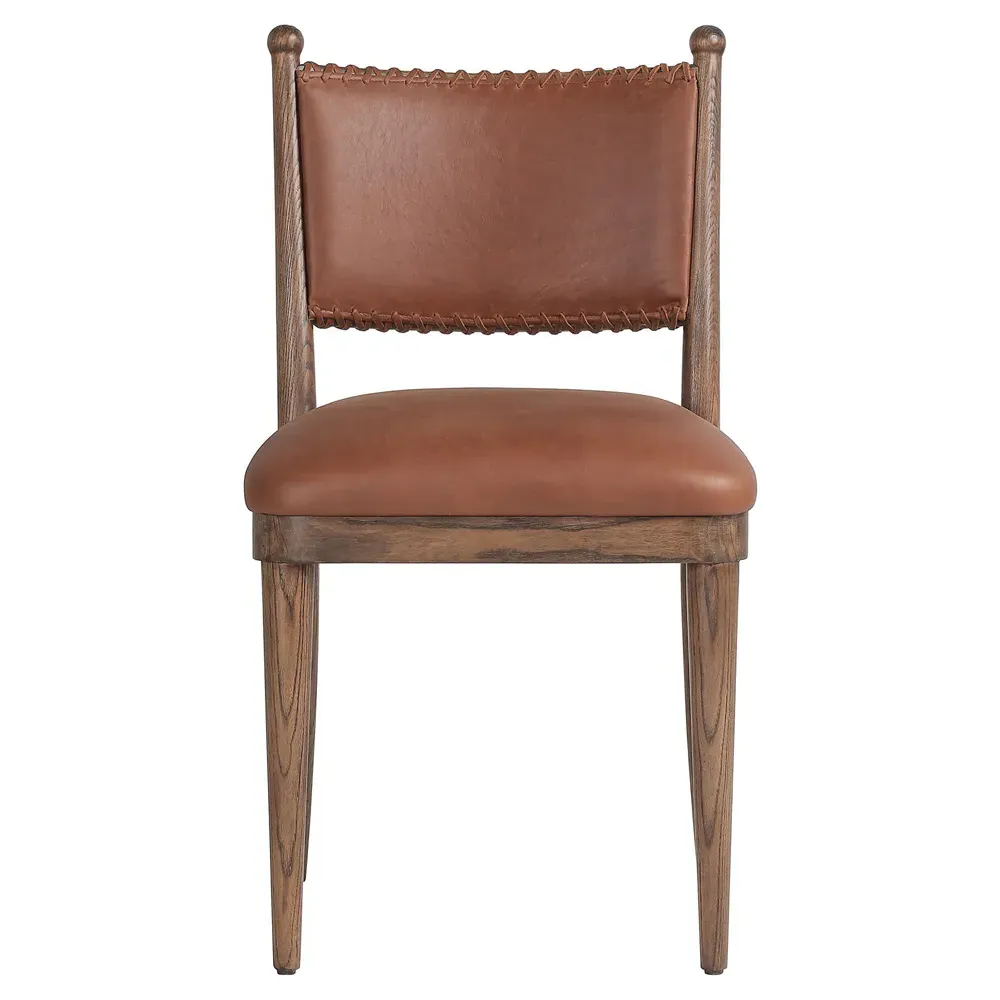 Bella Dulane Mahogany Leather Dining Chair - Walnut