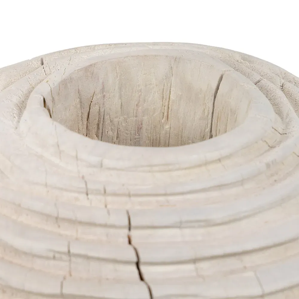 Bella Oval Decorative Vase - Cream, Reclaimed Wood