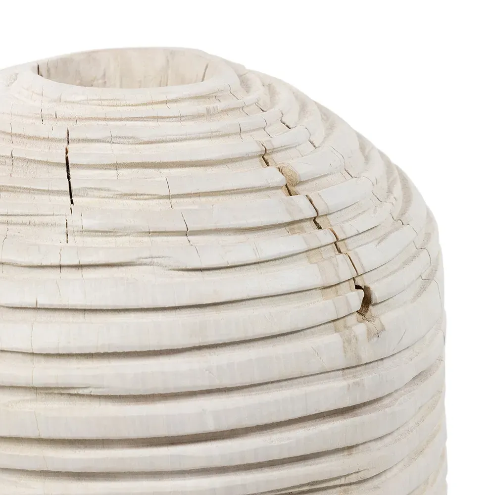 Bella Oval Decorative Vase - Cream, Reclaimed Wood