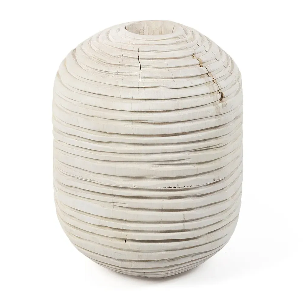 Bella Oval Decorative Vase - Cream, Reclaimed Wood image