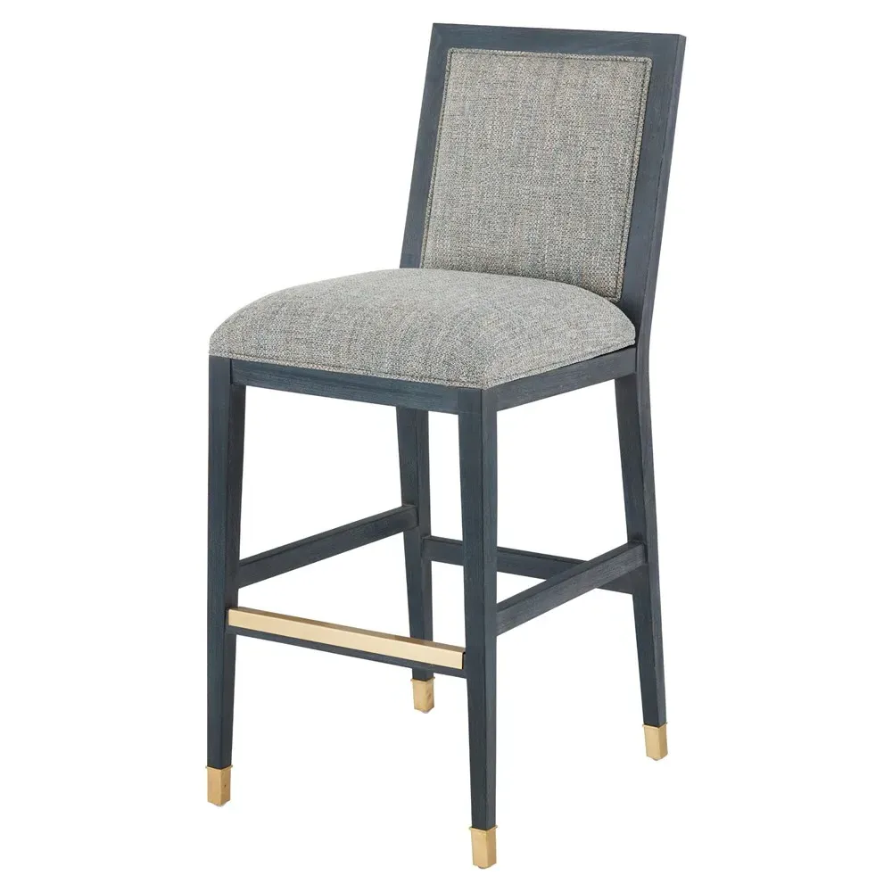 Bella Rattan Bar Stool - Grey, Mahogany