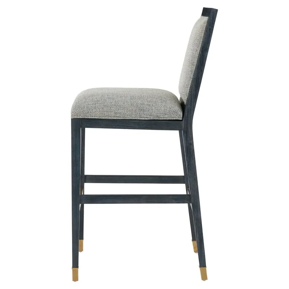 Bella Rattan Bar Stool - Grey, Mahogany