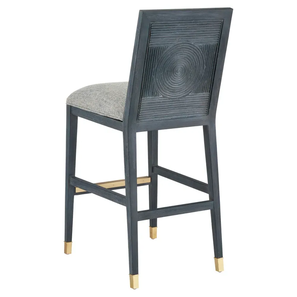 Bella Rattan Bar Stool - Grey, Mahogany