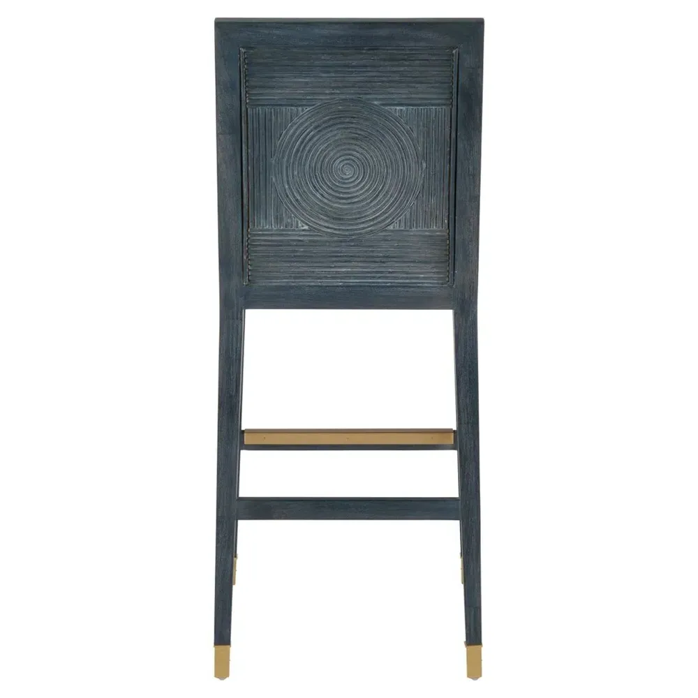 Bella Rattan Bar Stool - Grey, Mahogany