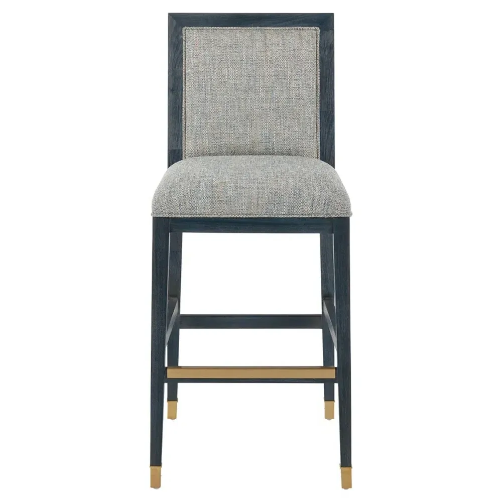 Bella Rattan Bar Stool - Grey, Mahogany
