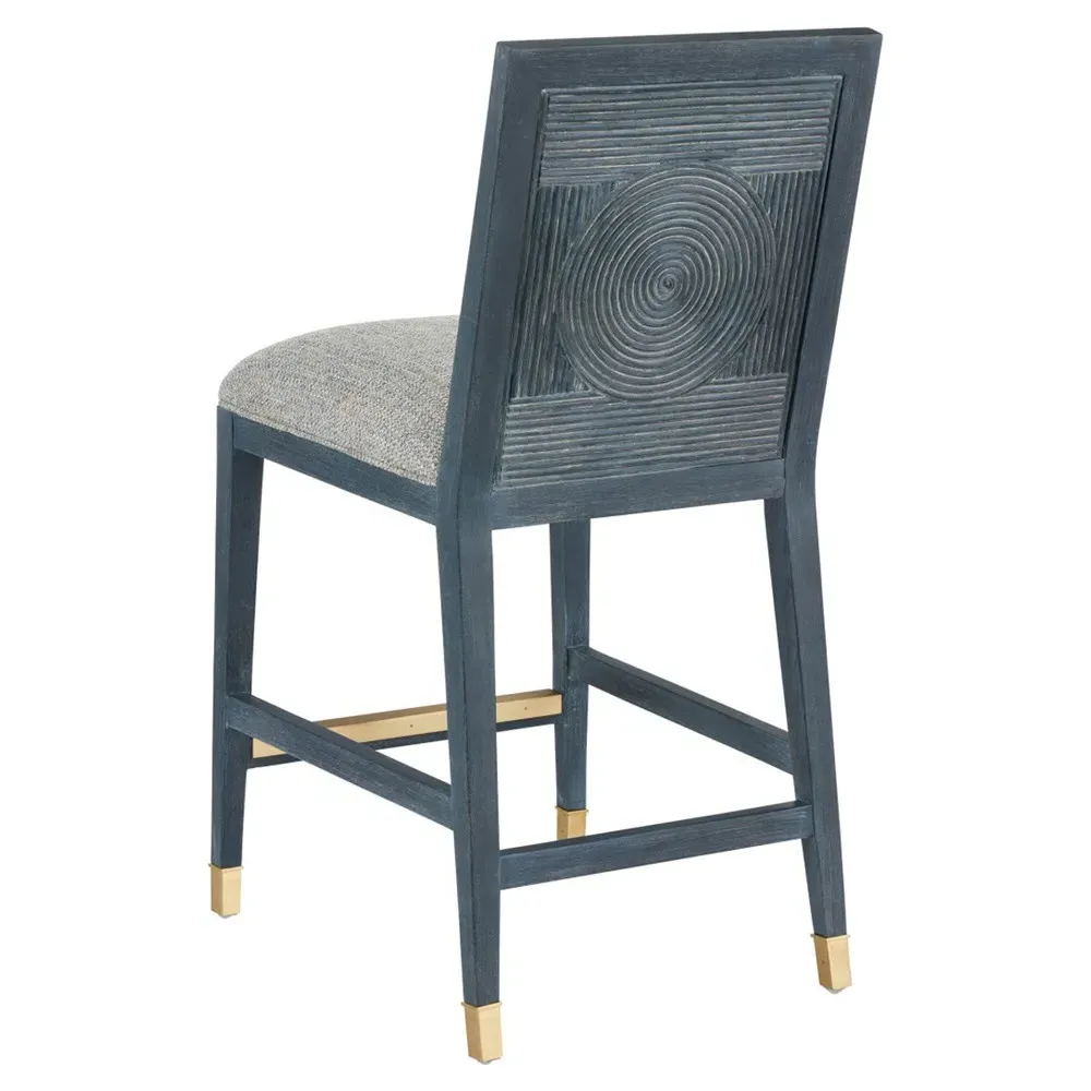 Bella Rattan Counter Stool - Grey, Mahogany