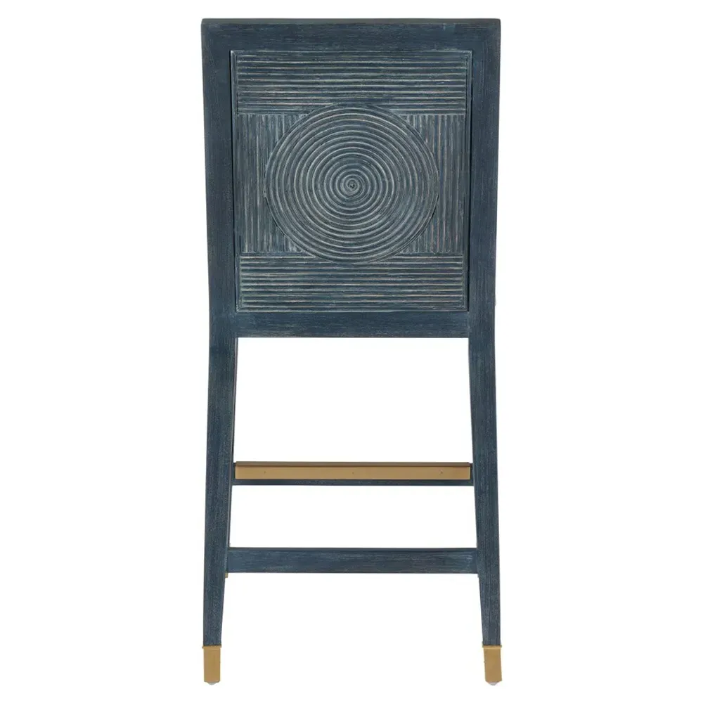 Bella Rattan Counter Stool - Grey, Mahogany