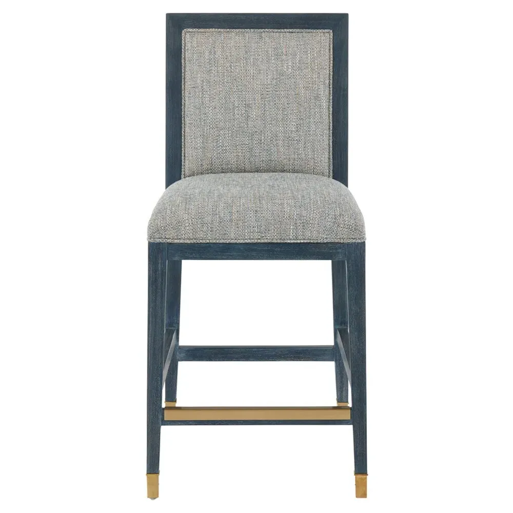 Bella Rattan Counter Stool - Grey, Mahogany