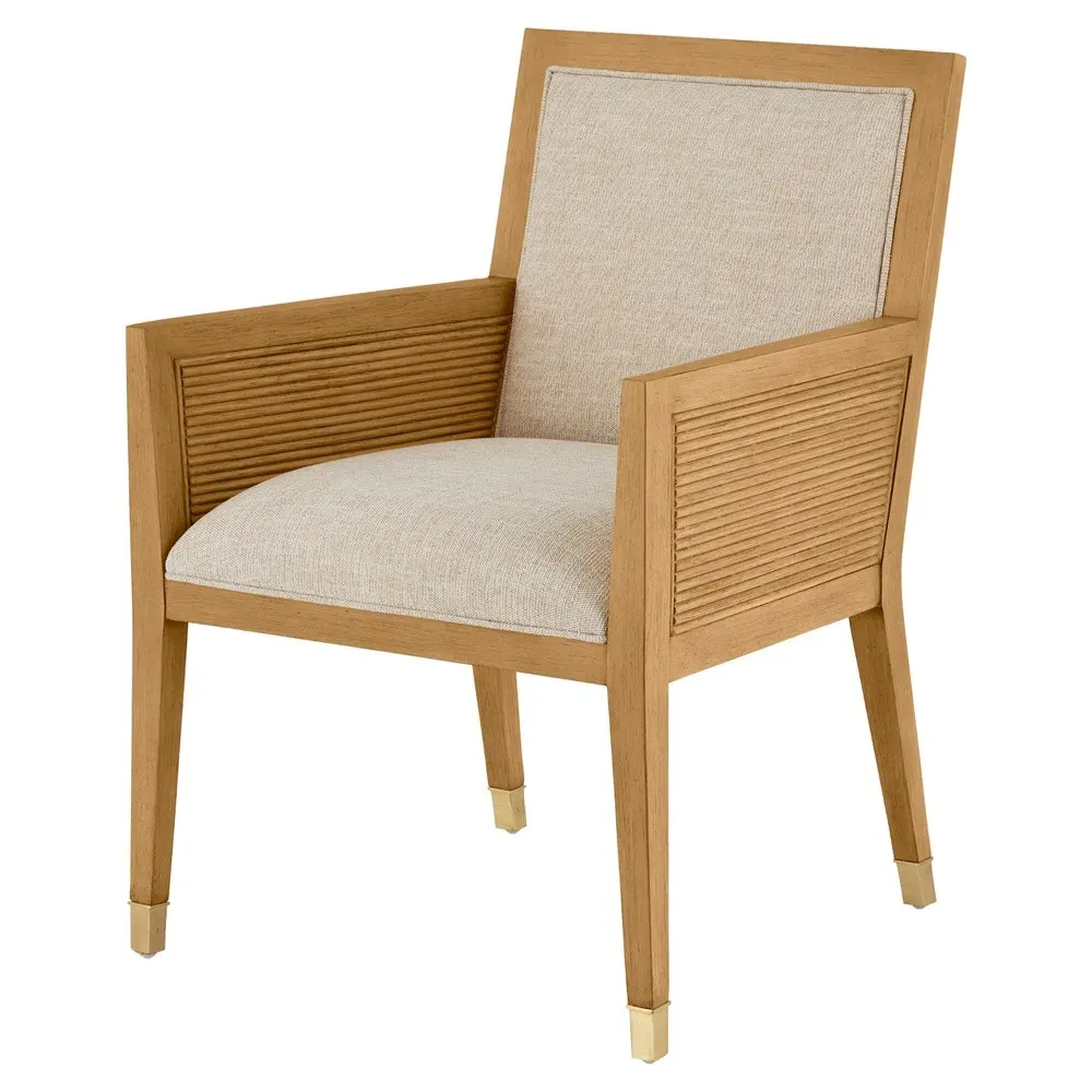 Bella Rattan Dining Arm Chair - Beige, Natural