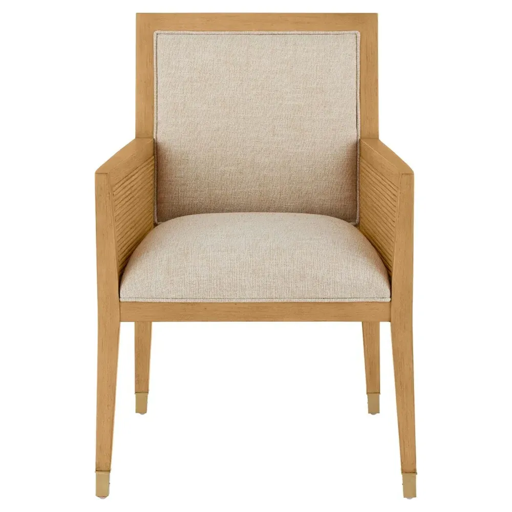 Bella Rattan Dining Arm Chair - Beige, Natural