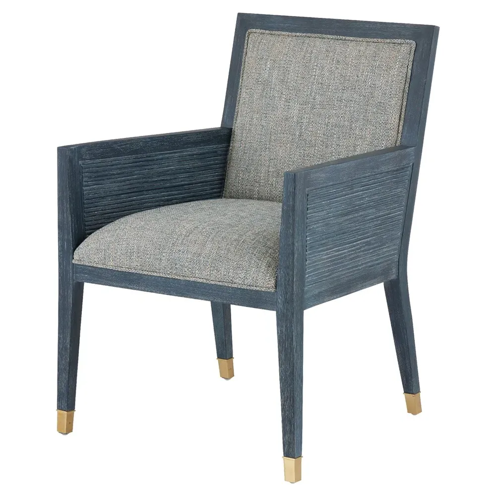 Bella Rattan Dining Arm Chair - Grey, Mahogany