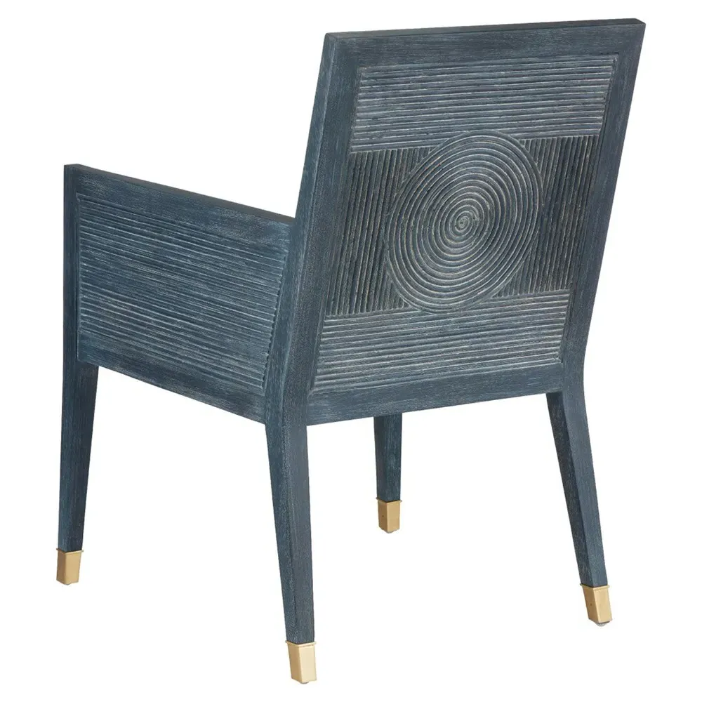 Bella Rattan Dining Arm Chair - Grey, Mahogany