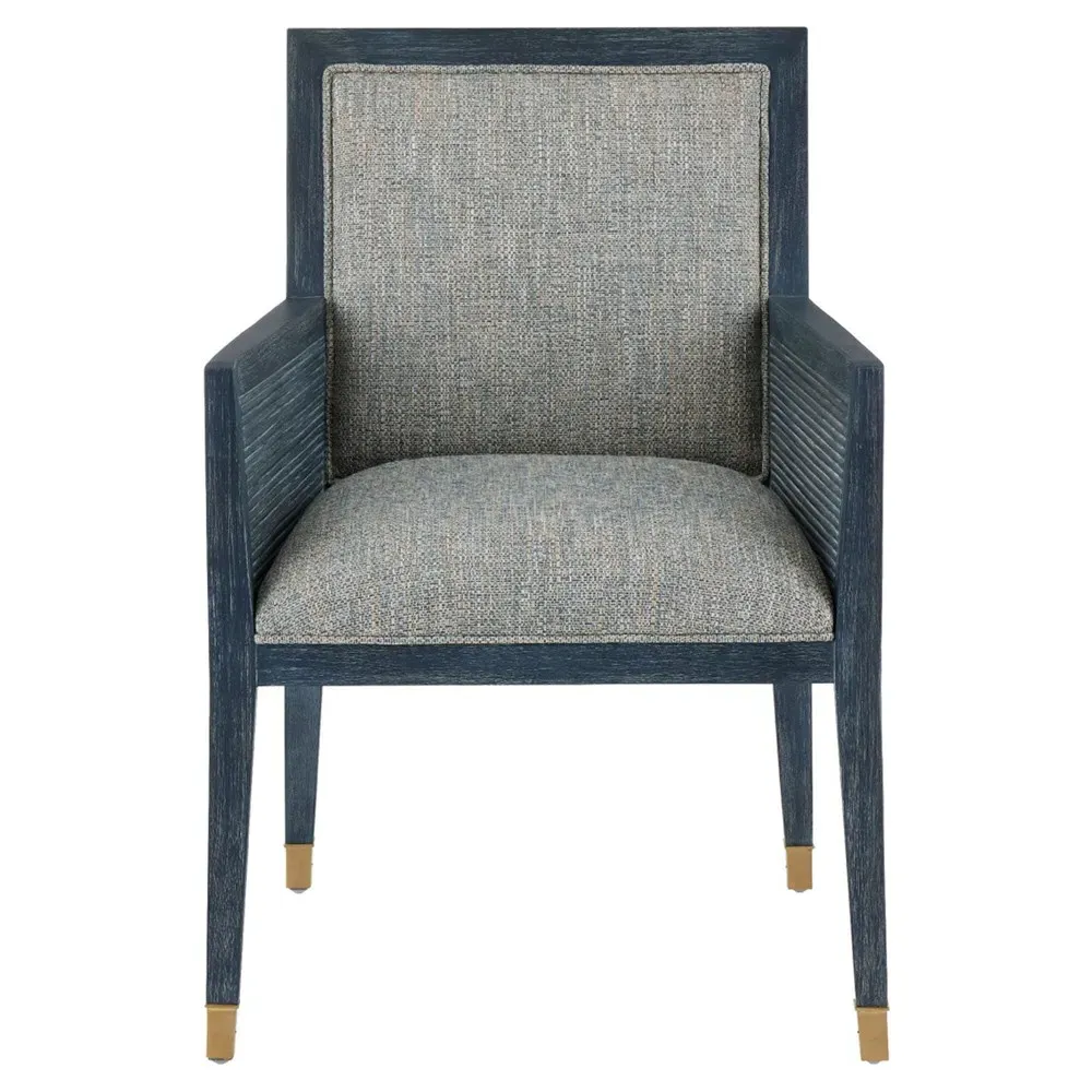 Bella Rattan Dining Arm Chair - Grey, Mahogany