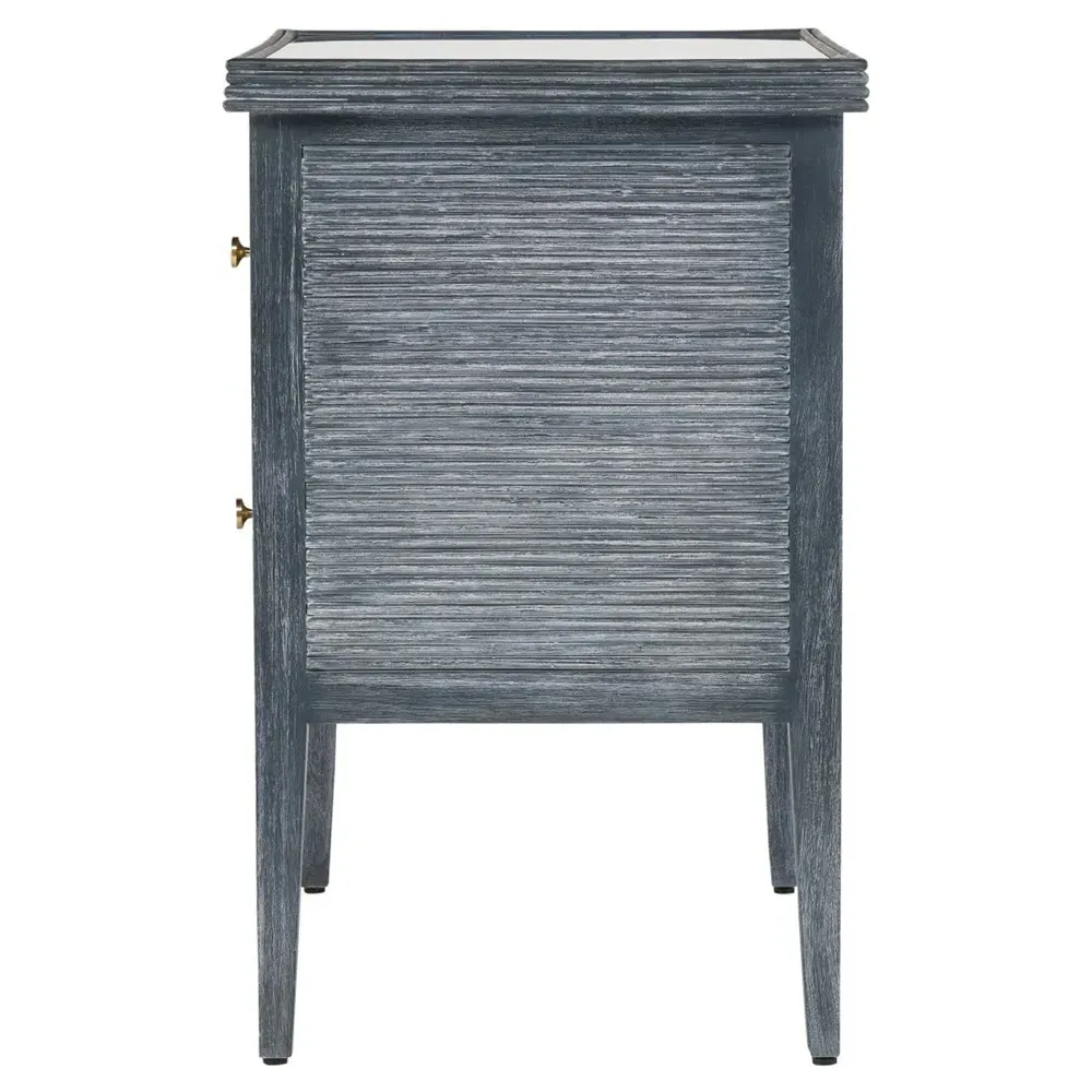 Bella Rattan Wood Chest - Blue