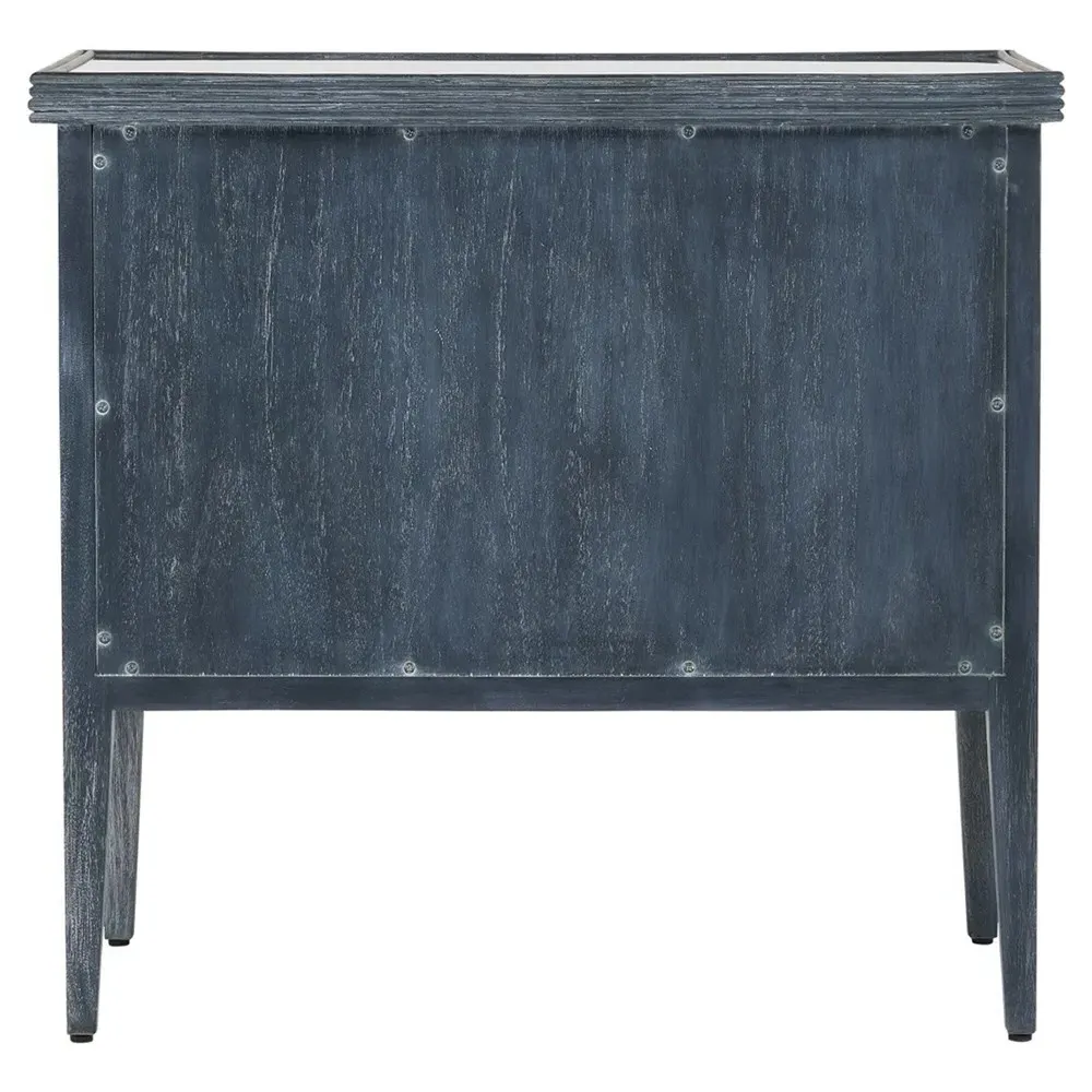 Bella Rattan Wood Chest - Blue