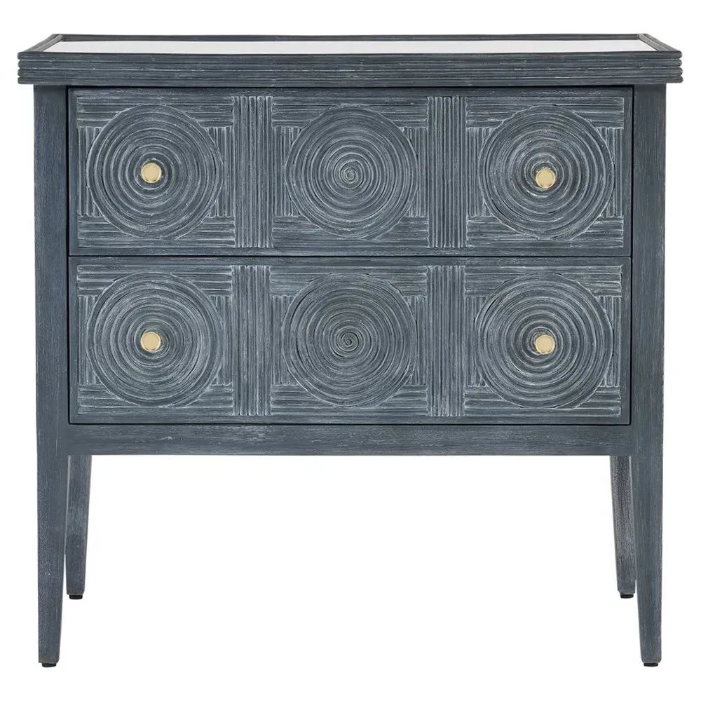 Bella Rattan Wood Chest - Blue image