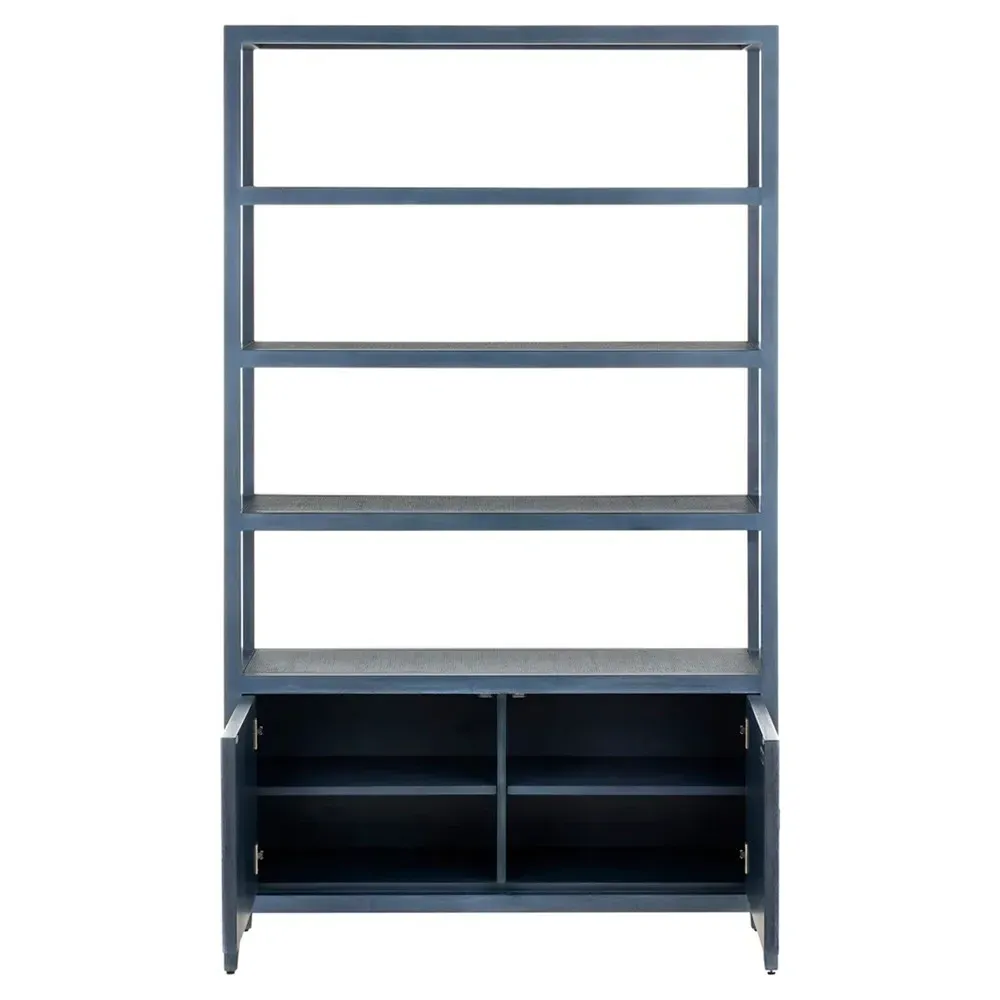 Bella Rattan Wood Etagere - Blue