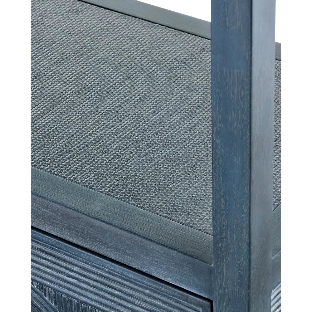 Bella Rattan Wood Etagere - Blue