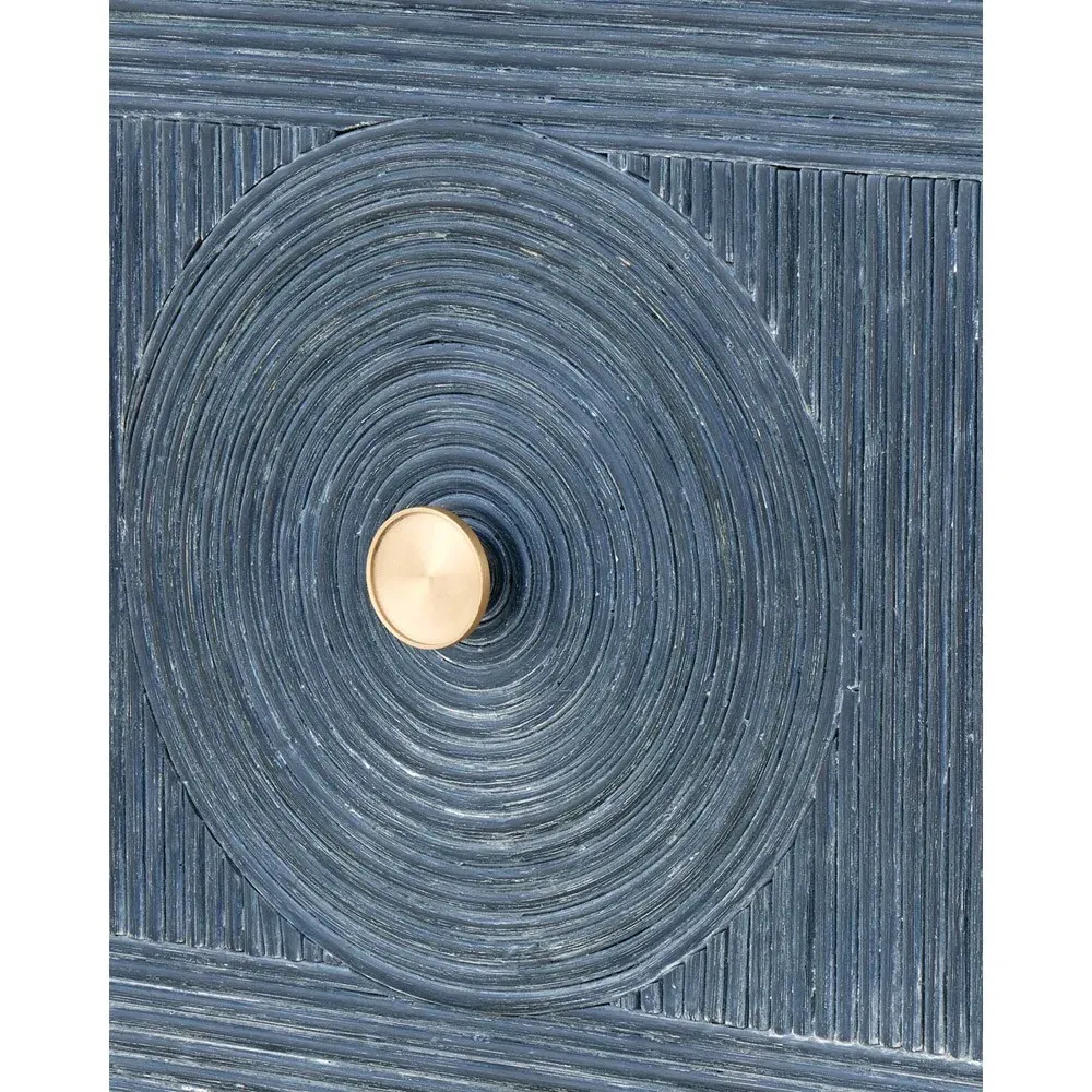 Bella Rattan Wood Etagere - Blue