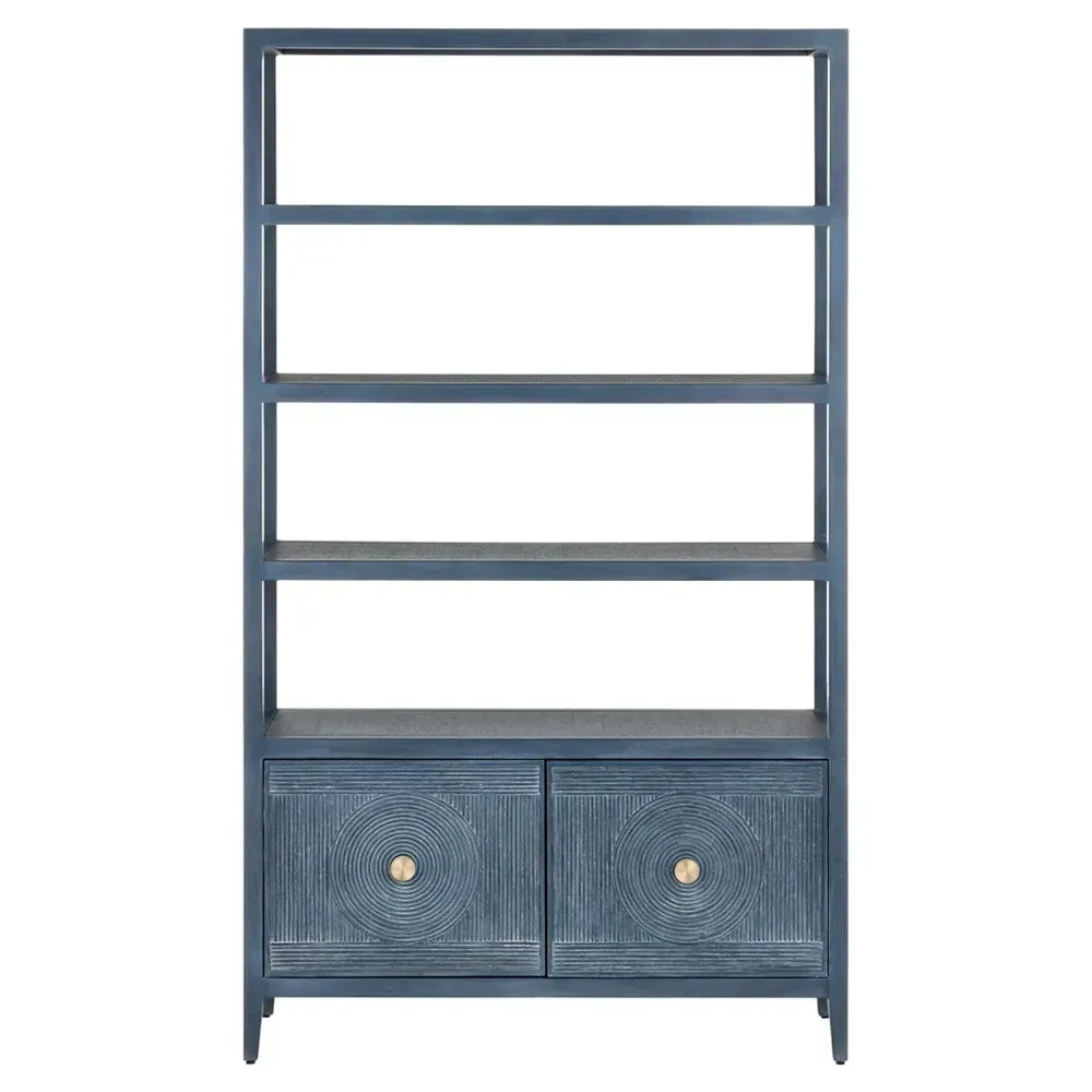 Bella Rattan Wood Etagere - Blue