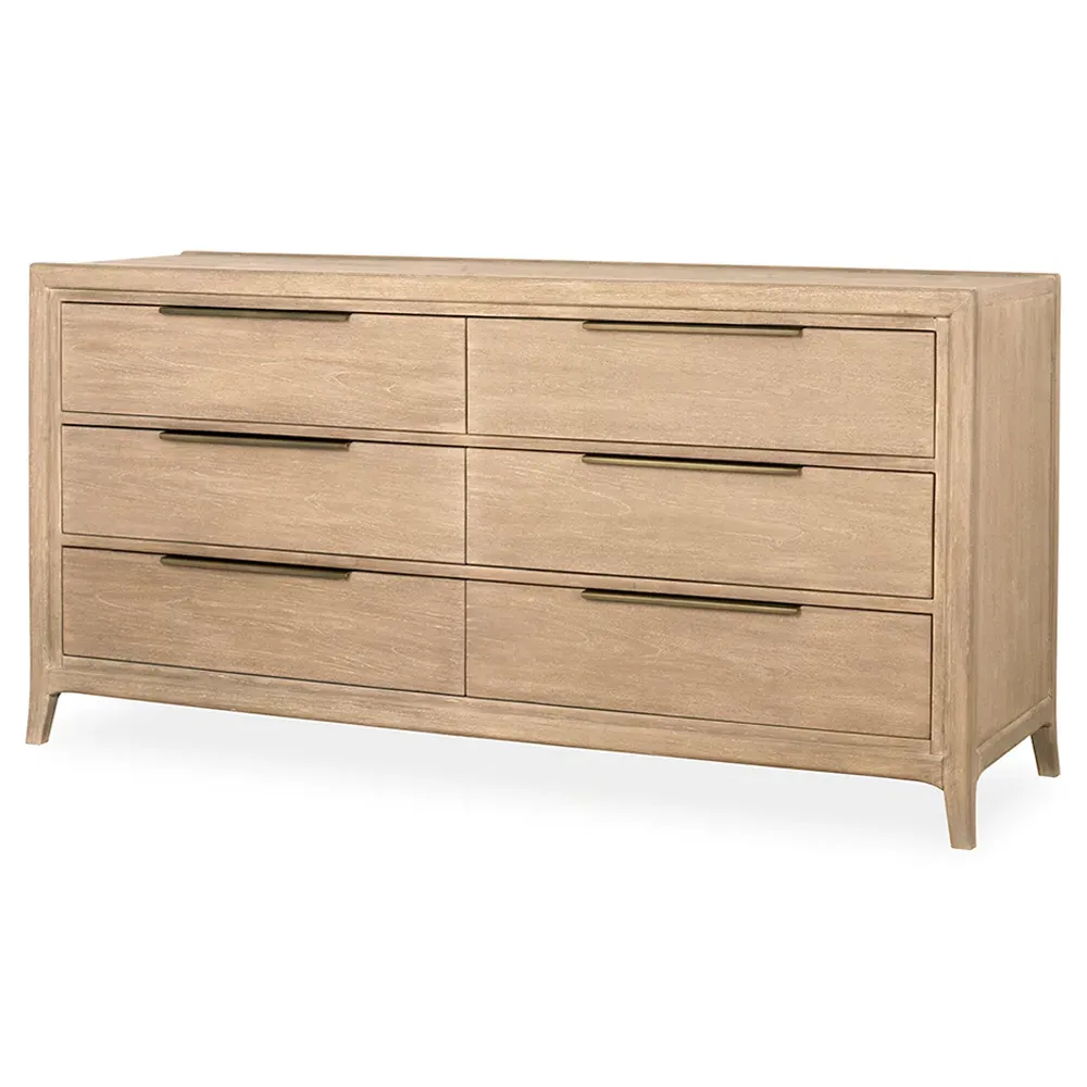 Bella Rustic 6 Drawer Double Dresser - Brown, Teak