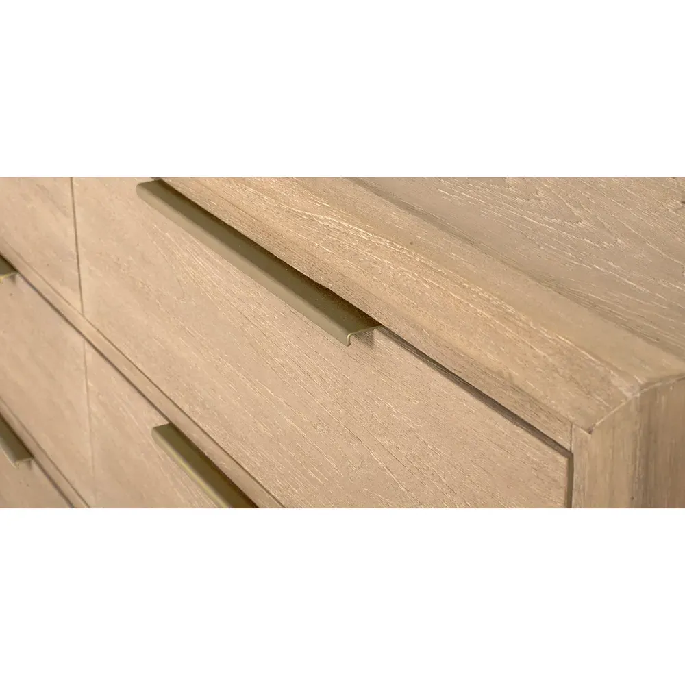 Bella Rustic 6 Drawer Double Dresser - Brown, Teak