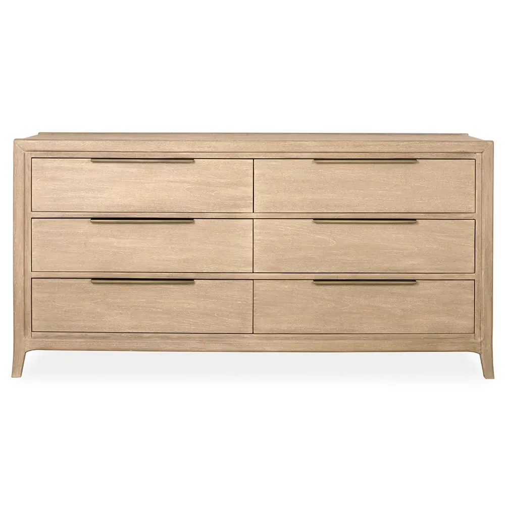 Bella Rustic 6 Drawer Double Dresser - Brown, Teak