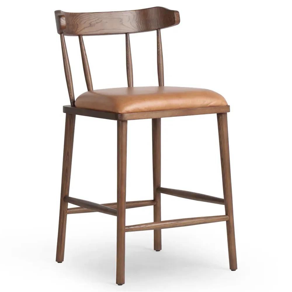 Bella Windsor Counter Stool - Brown, Leather