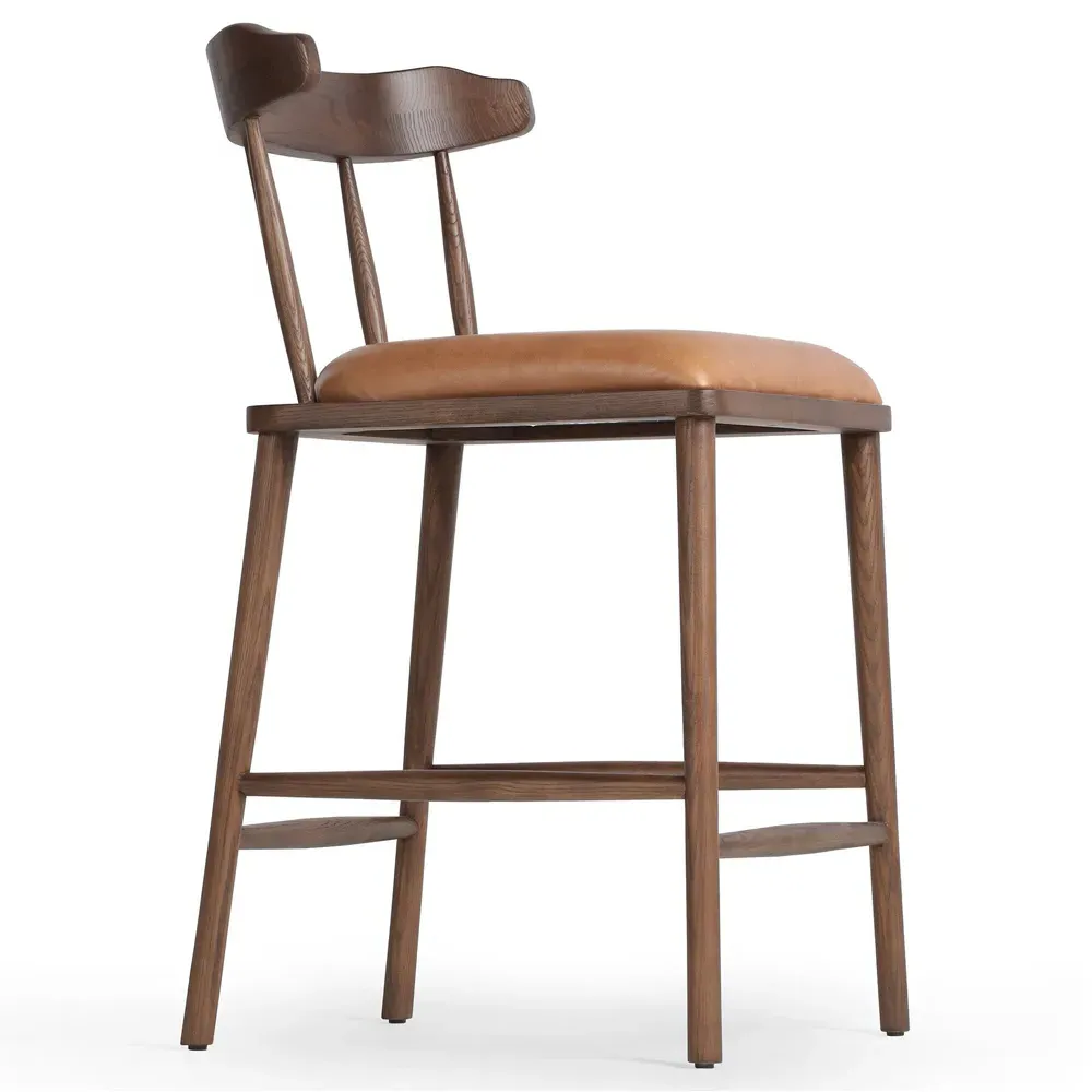 Bella Windsor Counter Stool - Brown, Leather