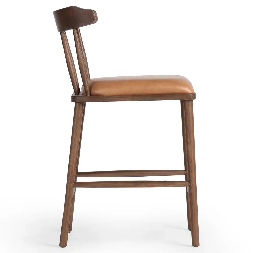 Bella Windsor Counter Stool - Brown, Leather