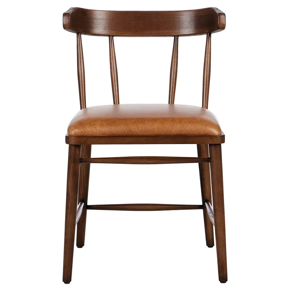 Bella Windsor Dining Side Chair - Brown, Leather image