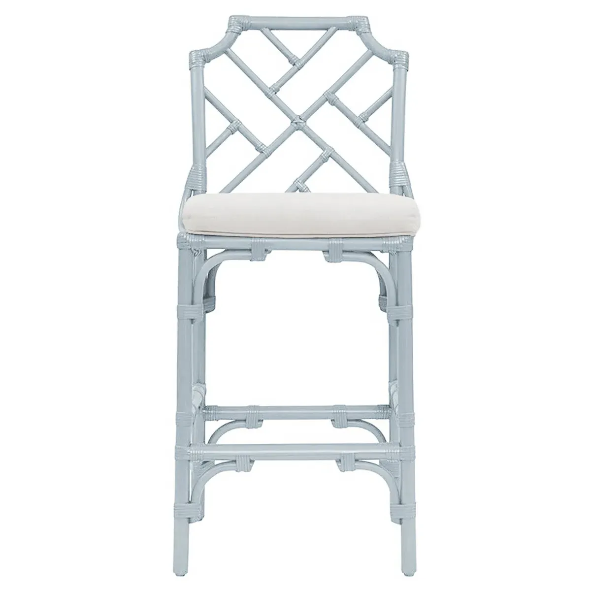 Bella Woven Rattan Bar Stool - Light Blue