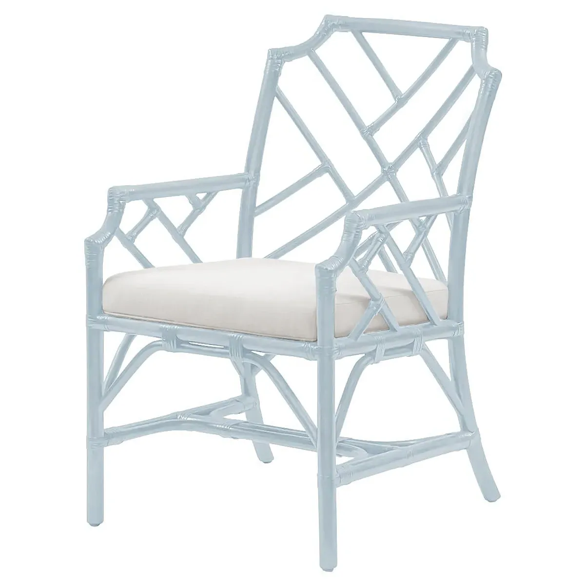 Bella Woven Rattan Dining Arm Chair - Light Blue
