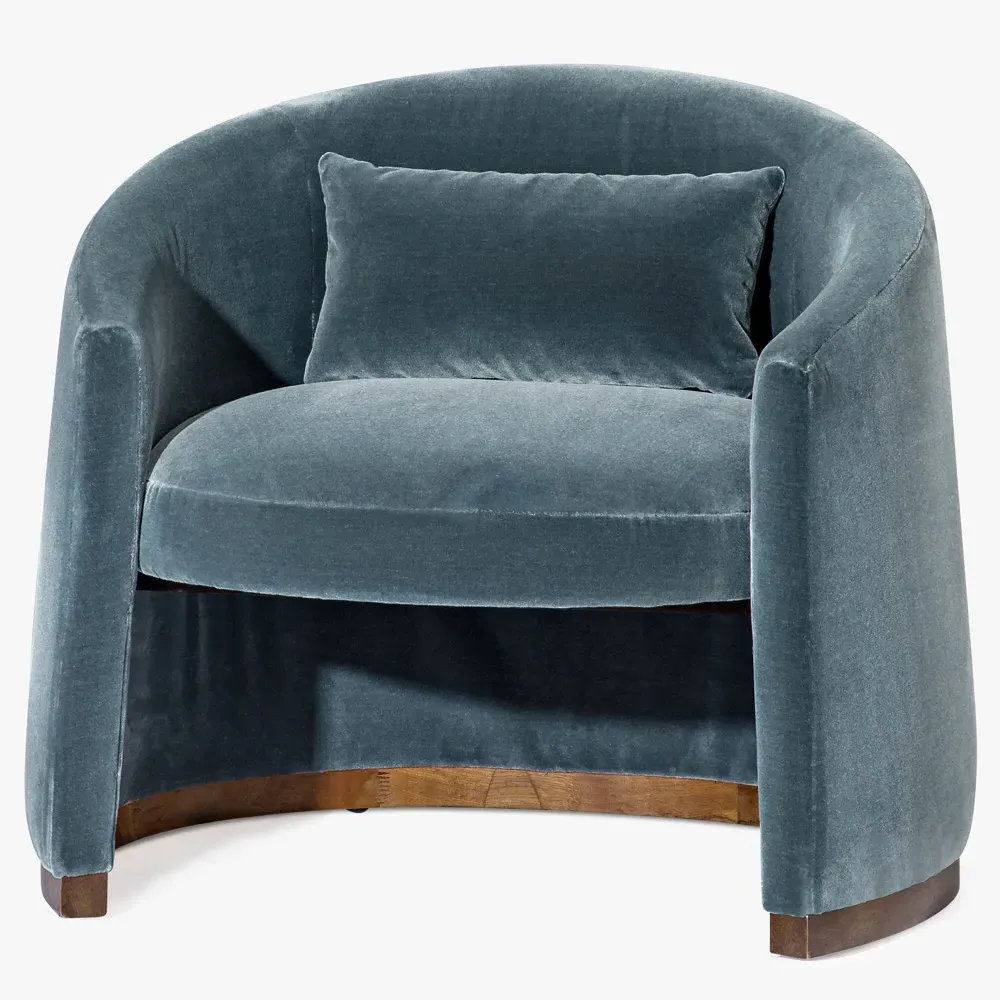 Bellamy Barrel Chair - Teal, Velvet Performance Fabric