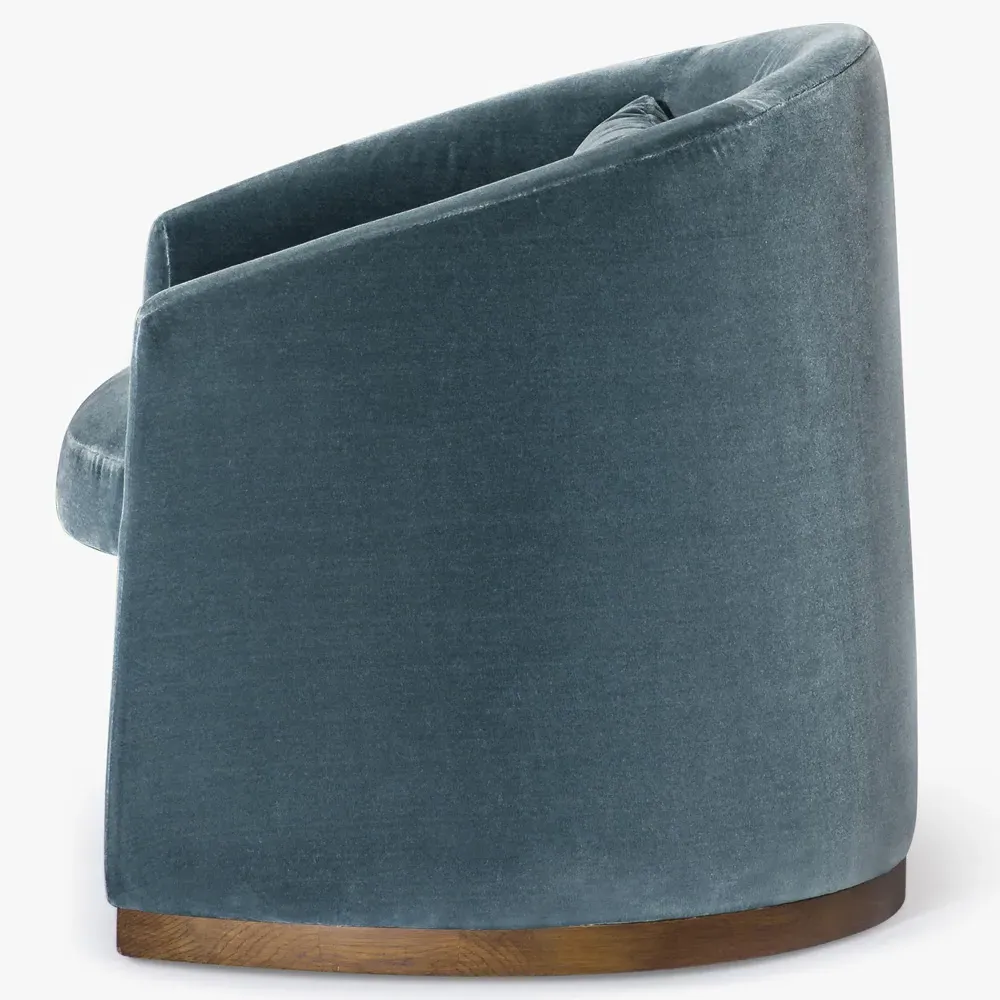 Bellamy Barrel Chair - Teal, Velvet Performance Fabric