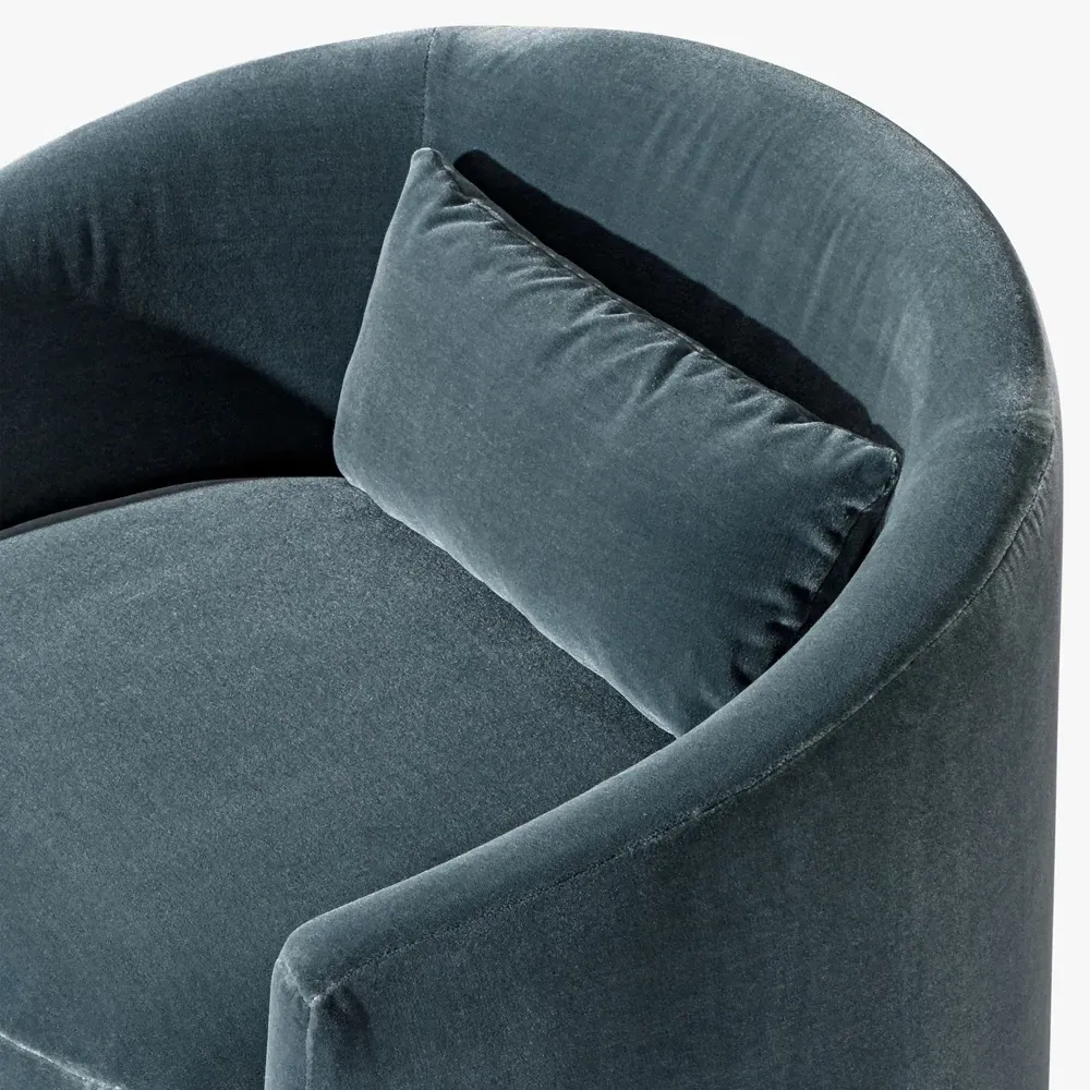 Bellamy Barrel Chair - Teal, Velvet Performance Fabric