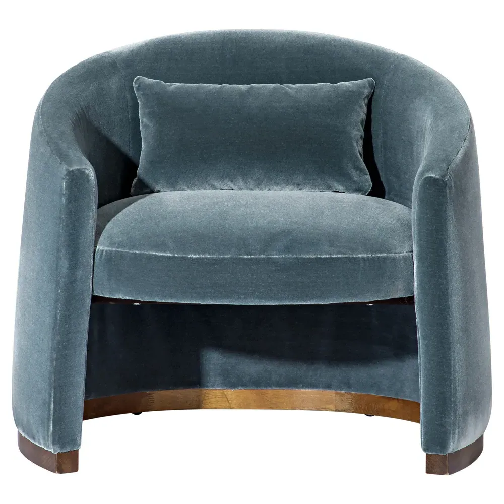 Bellamy Barrel Chair - Teal, Velvet Performance Fabric