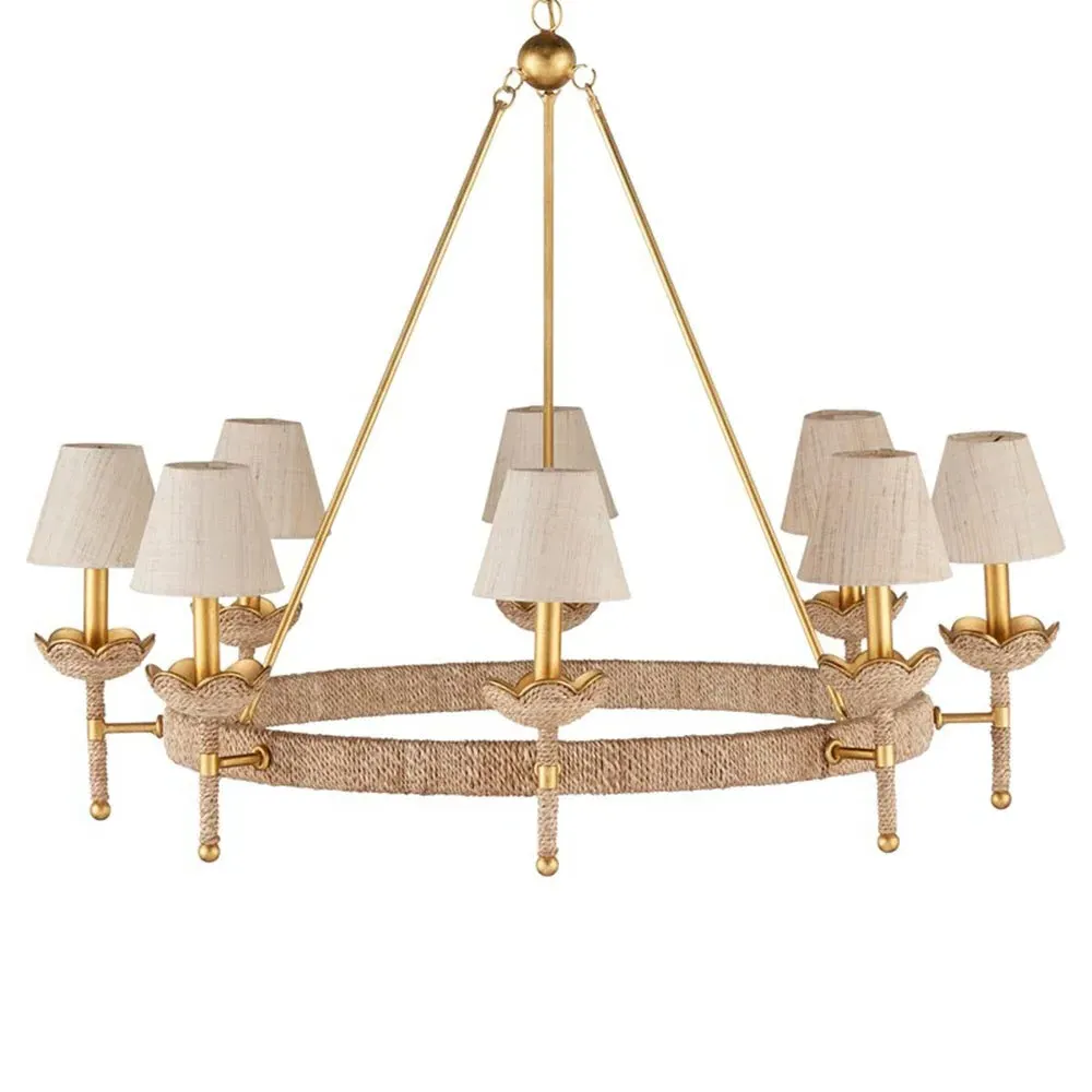 Bellatrix Woven Abaca Chandelier - Gold, Iron