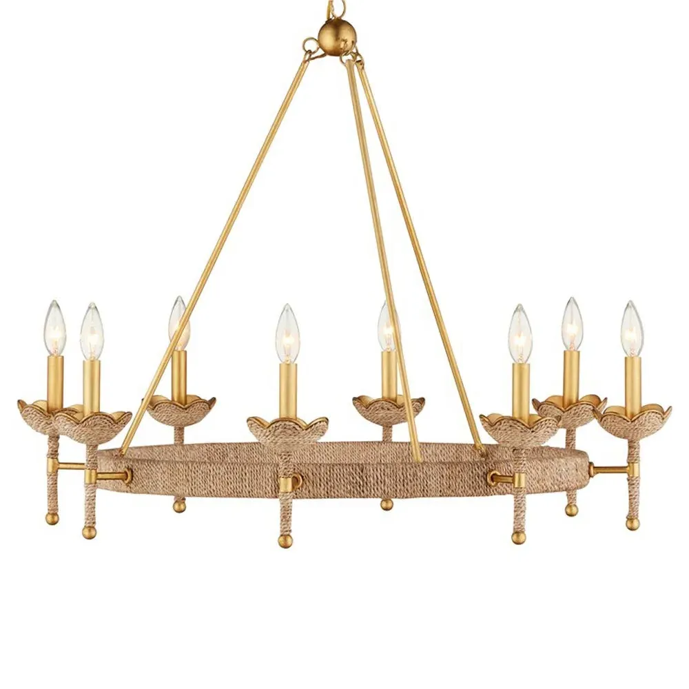 Bellatrix Woven Abaca Chandelier - Gold, Iron