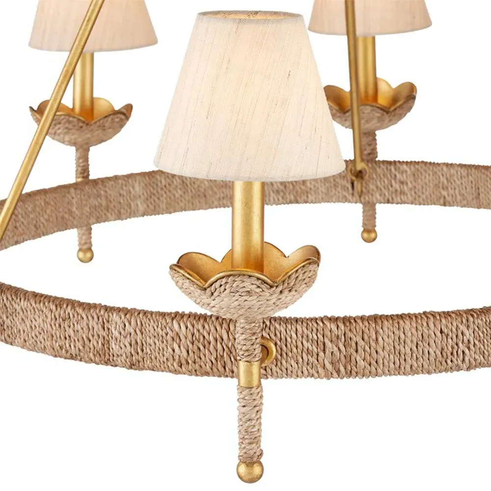 Bellatrix Woven Abaca Chandelier - Gold, Iron