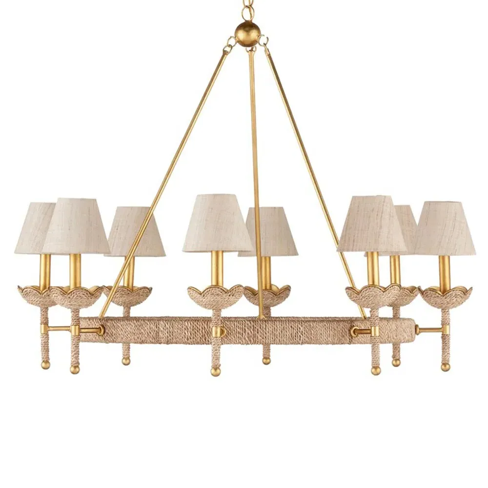 Bellatrix Woven Abaca Chandelier - Gold, Iron
