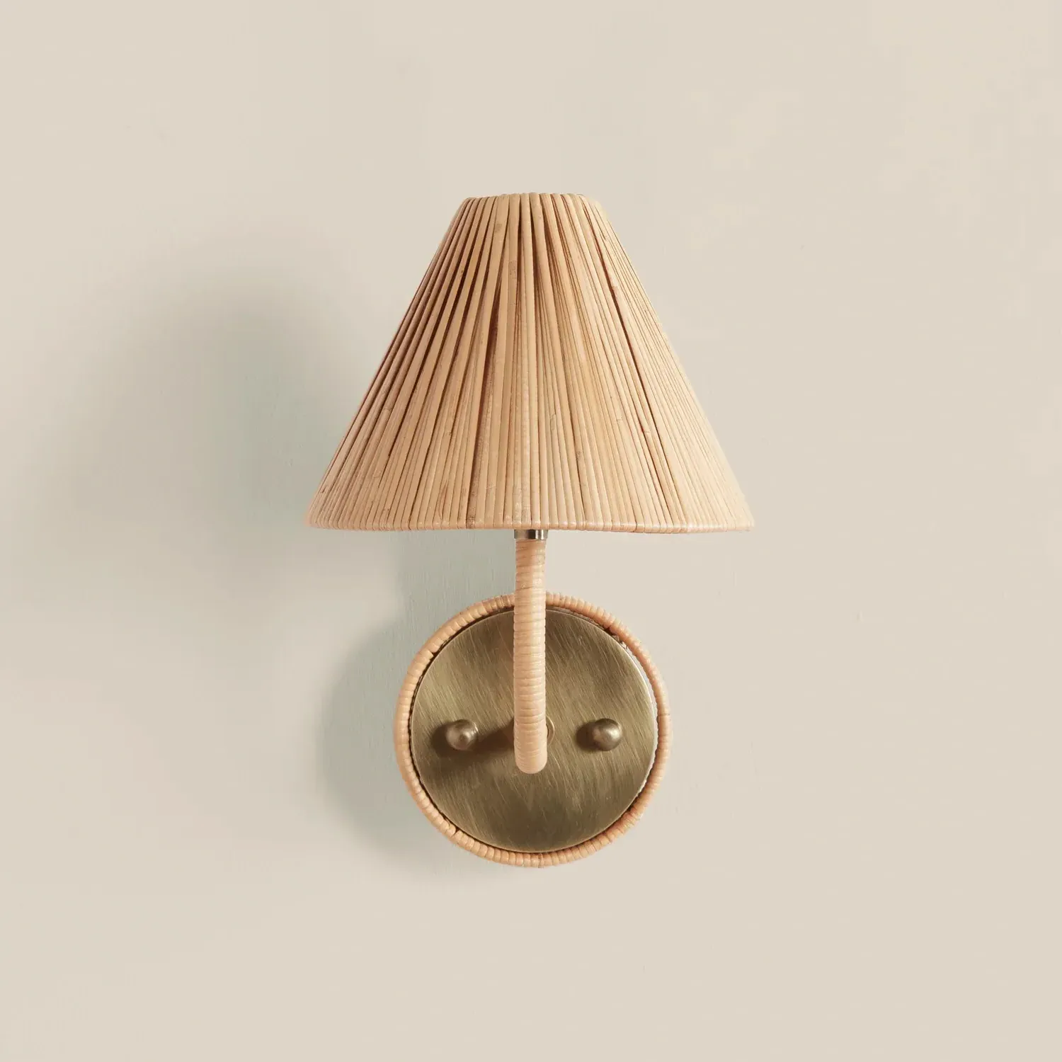 Belle Armed Wall Sconce - Natural, Rattan