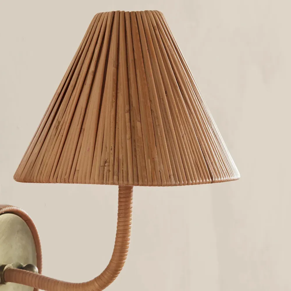 Belle Armed Wall Sconce - Natural, Rattan