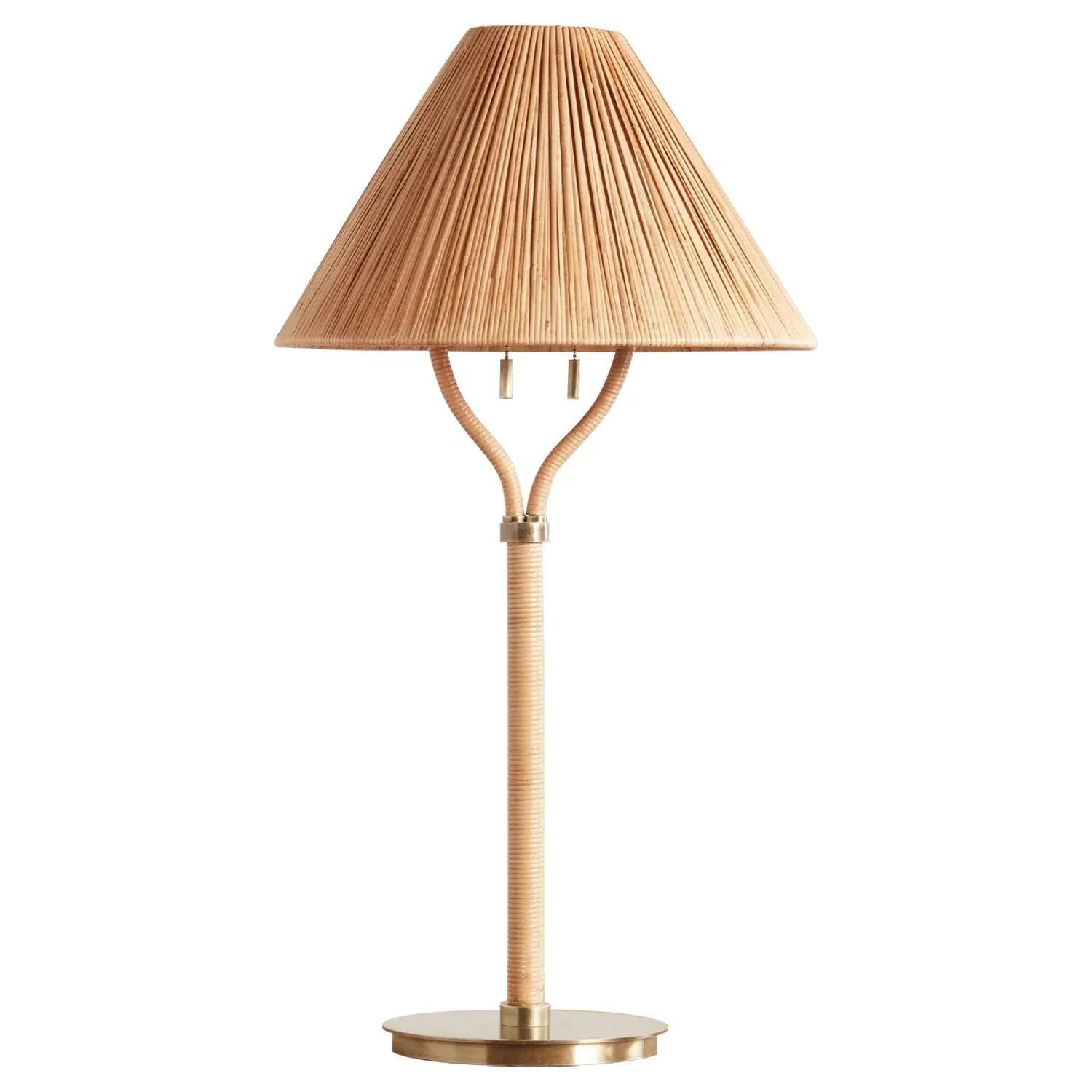 Belle Rattan Table Lamp - Natural, Brass