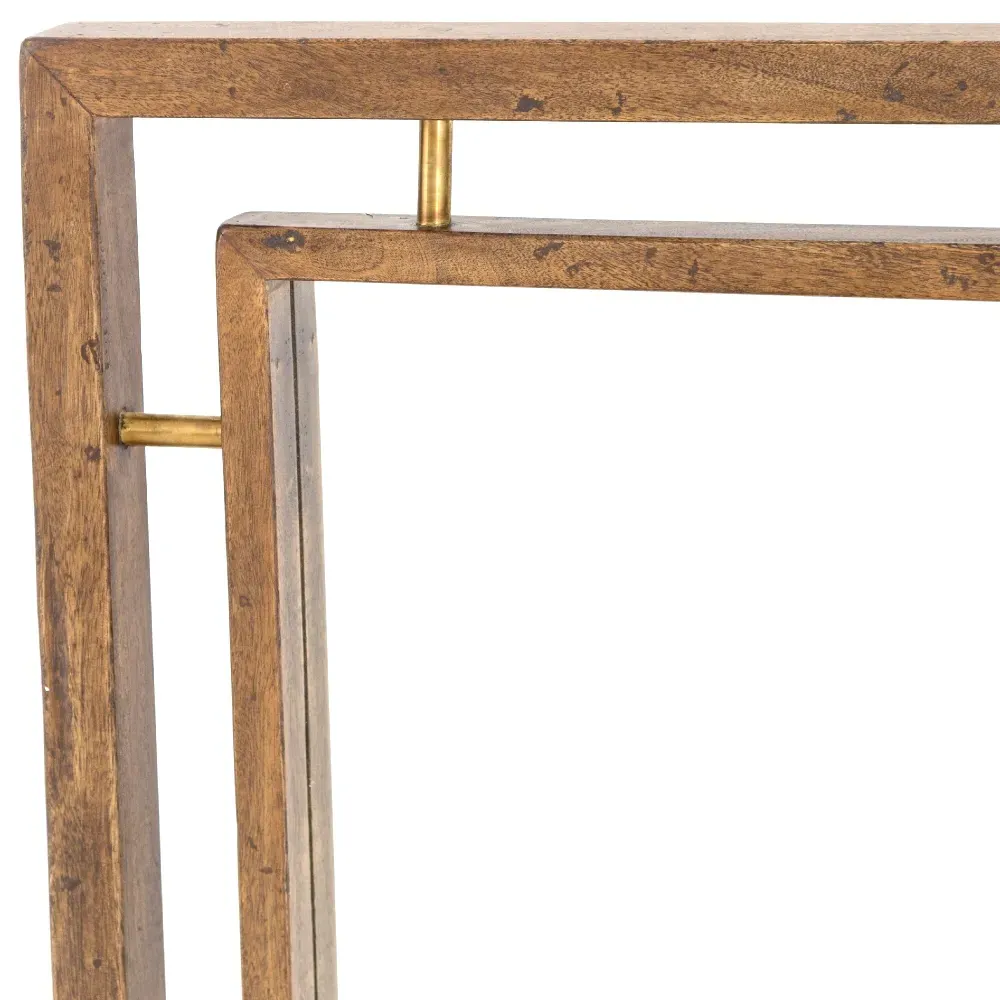 Belle Rustic Lodge Floor Mirror - Brown, Acacia Wood