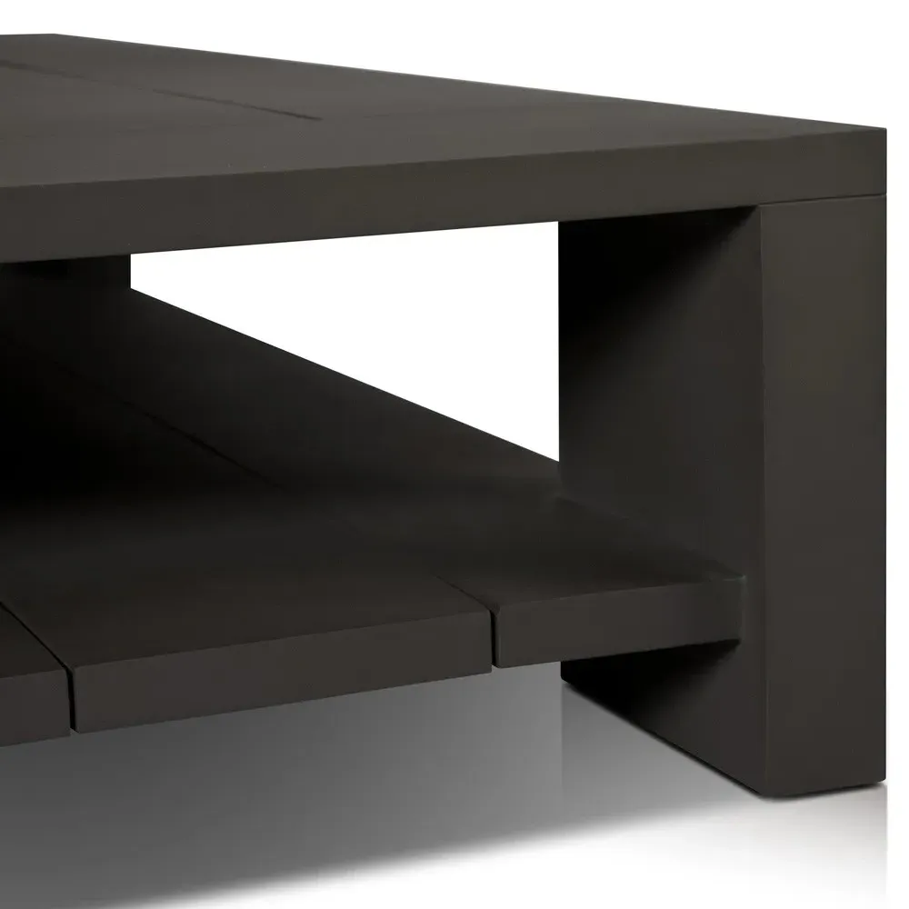 Benaiah Rectangular Outdoor Coffee Table - Black, Aluminum