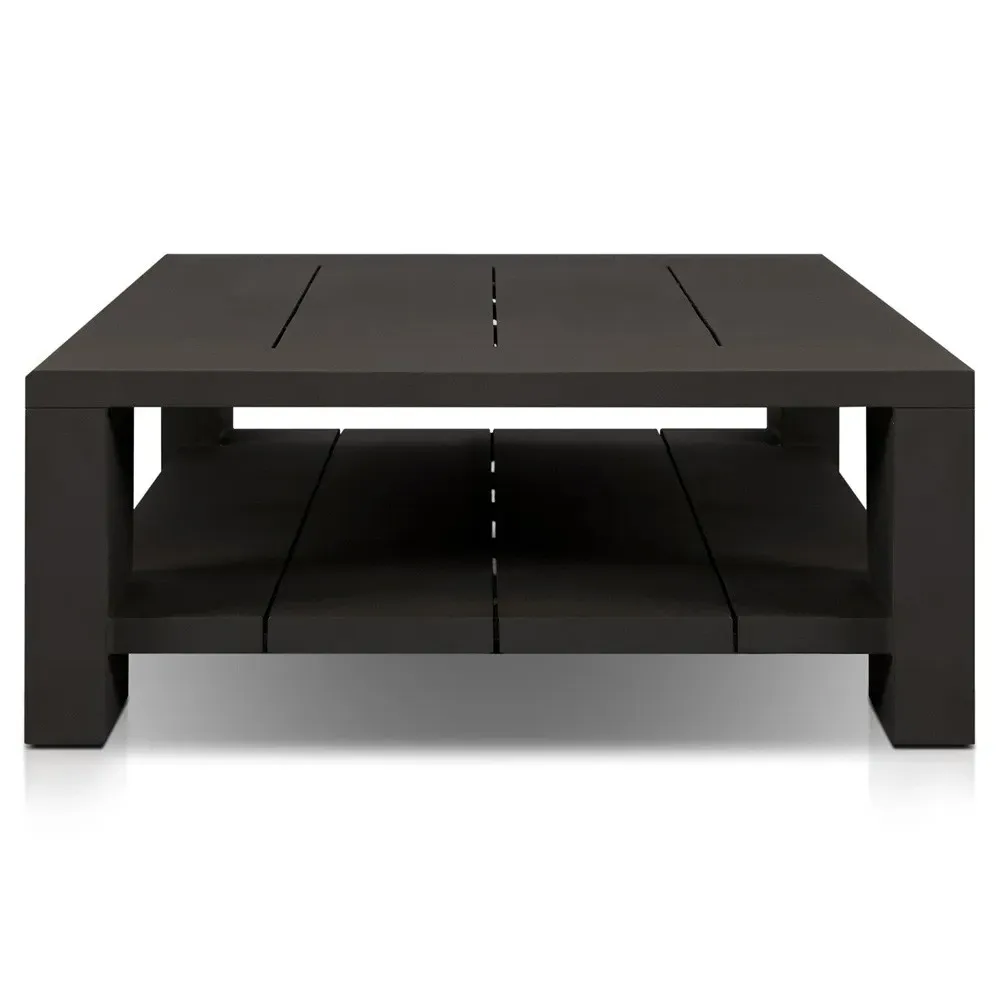 Benaiah Rectangular Outdoor Coffee Table - Black, Aluminum