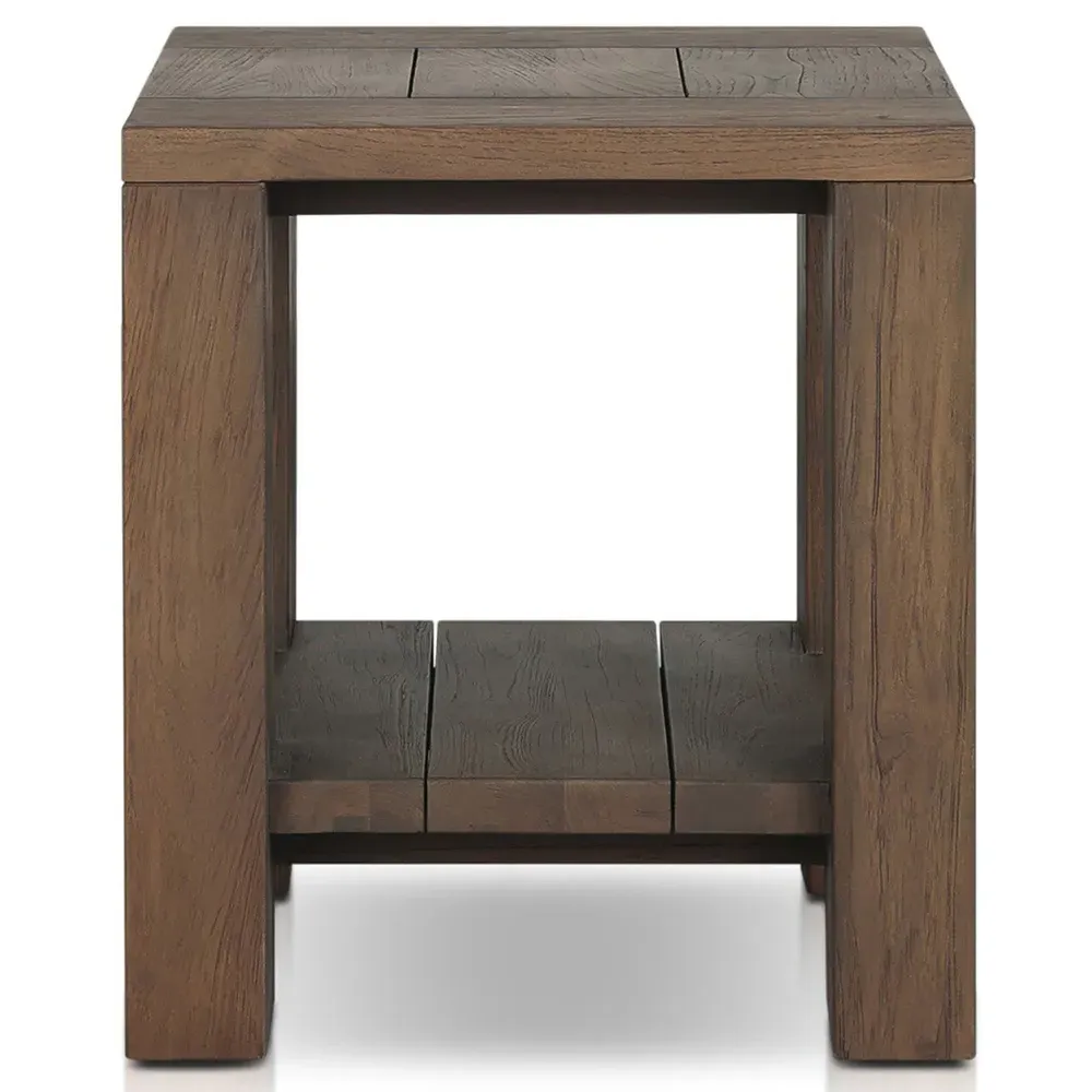 Benaiah Rectangular Outdoor End Table - Brown, Teak