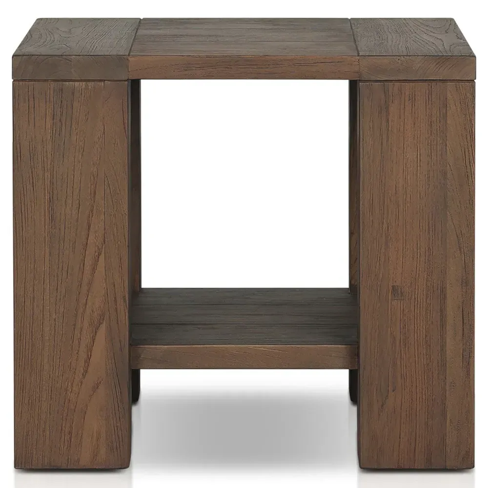 Benaiah Rectangular Outdoor End Table - Brown, Teak